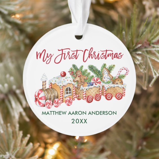 Baby My First Christmas Red Gingerbread Zug Ornament (Baum)