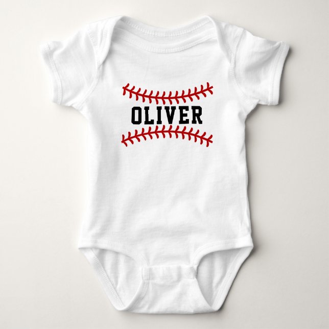 Baby Name Baseball Muster Strampler (Vorderseite)