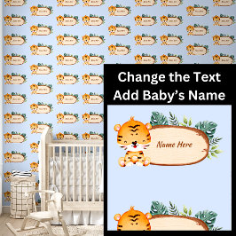 Baby Name Cute Baby Tiger Sign Tapete