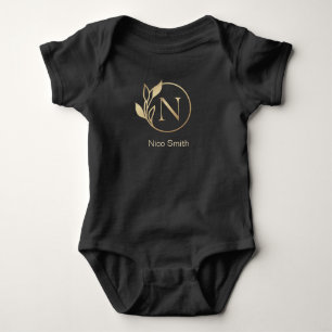 Baby Name Floral Alphabet,N/ Initial Baby Strampler