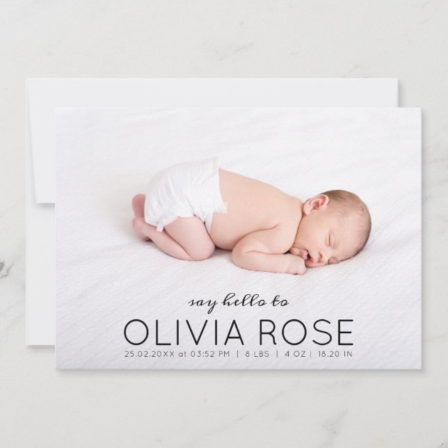 Baby Name Foto Collage Modern Baby Birth Announce Ankündigung (Vorderseite)