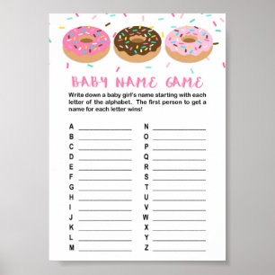 Baby Name Game Pink Donut Duschspiel Poster