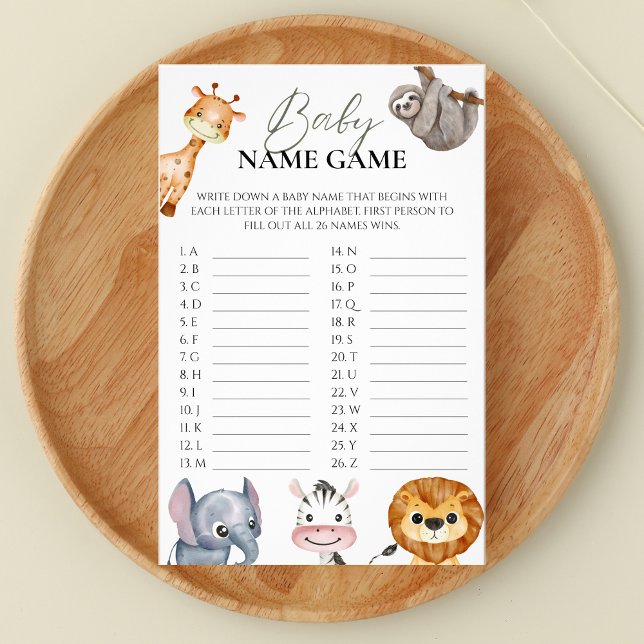 Baby Name Game Safari Tiere Wild One Flyer (Von Creator hochgeladen)