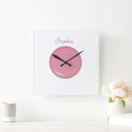 Baby Name personalized, Nursery, kids,     Square  Quadratische Wanduhr