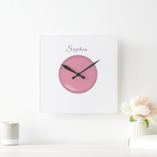 Baby Name personalized, Nursery, kids,     Square  Quadratische Wanduhr