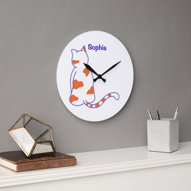 Baby Name personalized, Nursery, kids    Square Wa Große Wanduhr (Büro)