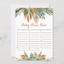 Baby Name Race Baby Shooting Game Orange Floral Einladung
