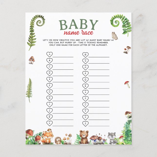 Baby Name Race Baby Showspiel (Vorderseite)
