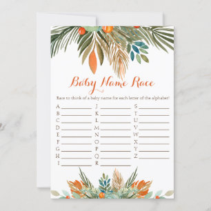 Baby Name Race Baby Showspiel Orange Floral Invi Einladung