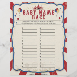 Baby Name Race [Circus Theme] Briefbogen
