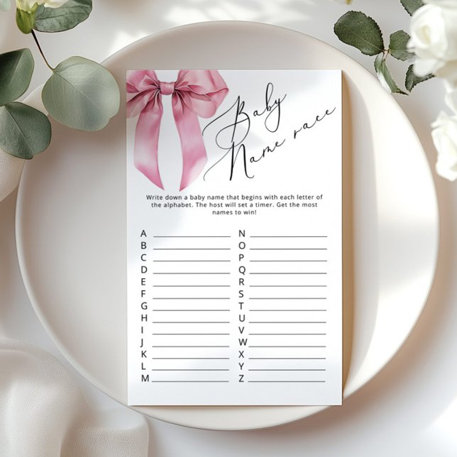 Baby name race Pink Bow elegantes Baby Dusche Spie (Von Creator hochgeladen)