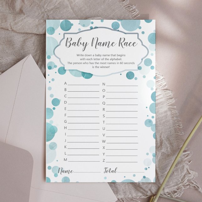 "Baby Name Race" Trendy Blue Boy Shower Game (Von Creator hochgeladen)