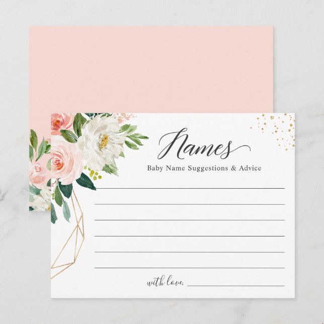 Baby Name Suggestion Conseils Baby shower Carte de (Devant / Derrière)
