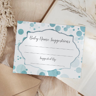 Baby Name Suggestionen Card Blue Dots Baby Dusche Begleitkarte