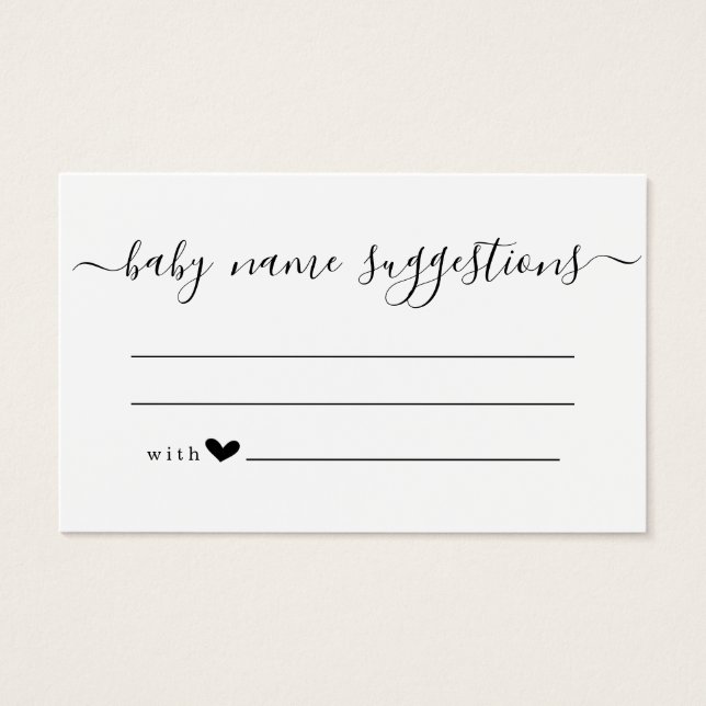 Baby Name Suggestions Card for Baby Shower (Vorderseite)