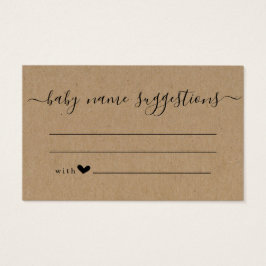 Baby Name Suggestions Card pour Baby shower