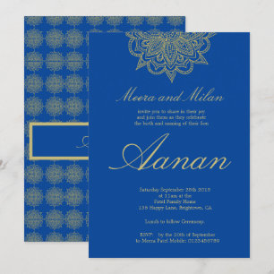 Baby Naming Hindu Namkaran Zeremonie Blue Einladung