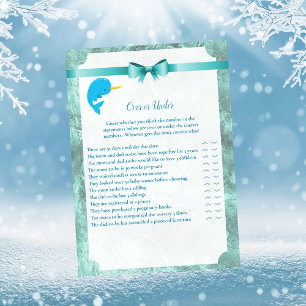 Baby Narwhal over or under Baby Shower Game Einladung