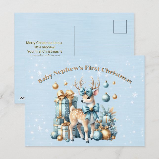 Baby Nephews Erste Weihnachtsreise Postkarte (Vorne/Hinten)