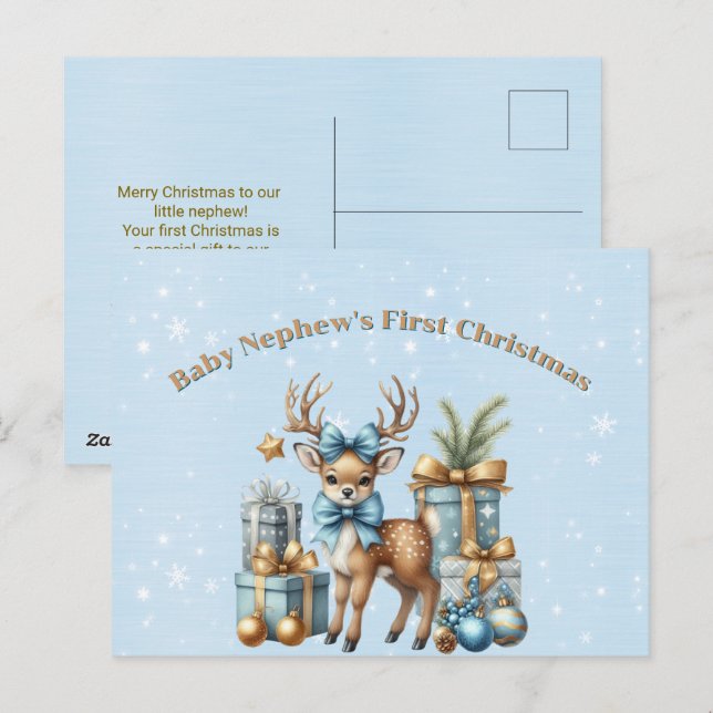 Baby Nephews Erste Weihnachtsreise Postkarte (Vorne/Hinten)