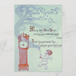 Baby New Year Cherub Angel Großvater Clock Einladung