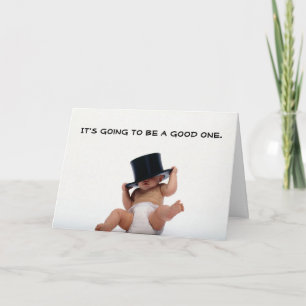 Baby New Year mit Top Hat Einladung