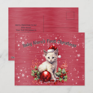 Baby Niece's First Christmas Holiday Postcard Feiertagspostkarte