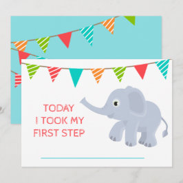Baby Niedlich Monthly Growth Blue Elephant Einladung