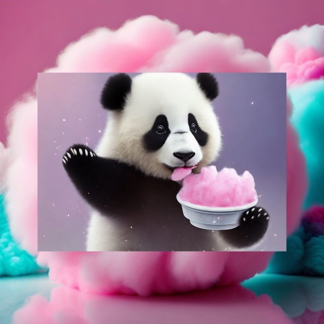 Baby, niedlich Panda isst Zuckerwatte, Postcard Postkarte (Von Creator hochgeladen)