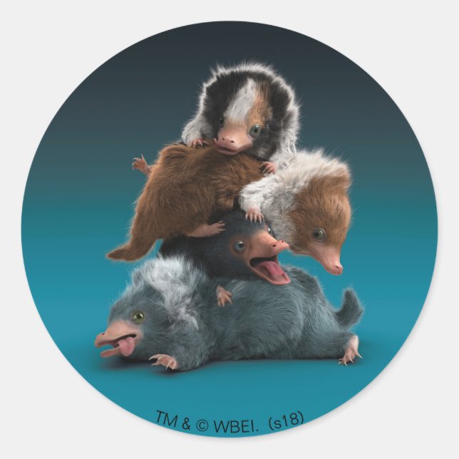 Baby NIFFLER™ Pile Runder Aufkleber (Vorderseite)