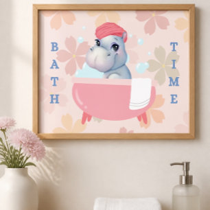Baby-Nilpferd-Badzeit-Poster Poster