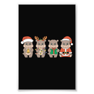 Baby-Nilpferd Moo Deng Weihnachten Fotodruck
