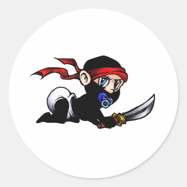 Baby Ninja Säugling Ninjutsu Runder Aufkleber (Vorderseite)