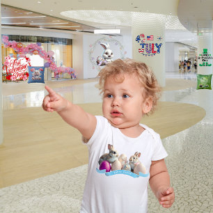 Baby Oaster Bodysuit Zwei Kaninchen & Ostereier Strampler