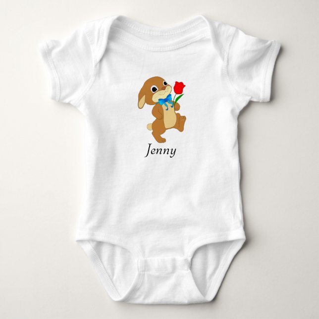 Baby Oaster Bunny mit Rote Rose Strampler (Vorderseite)