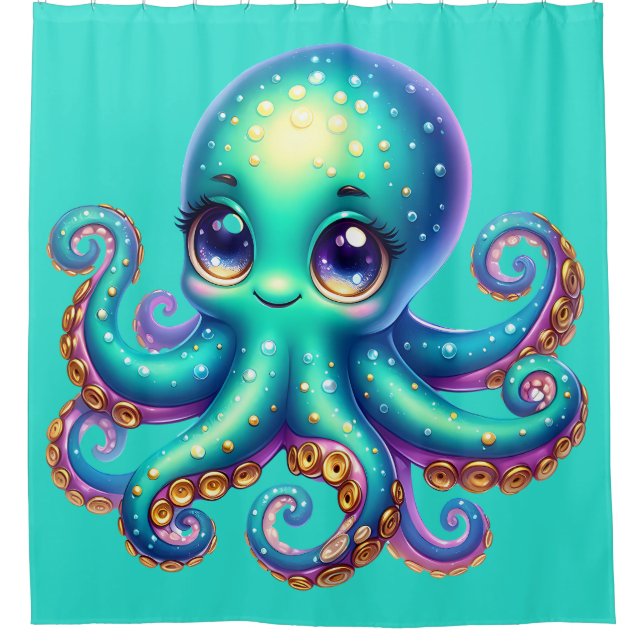 "Baby Octopus Ocean Fun" Duschvorhang (Vorderseite)