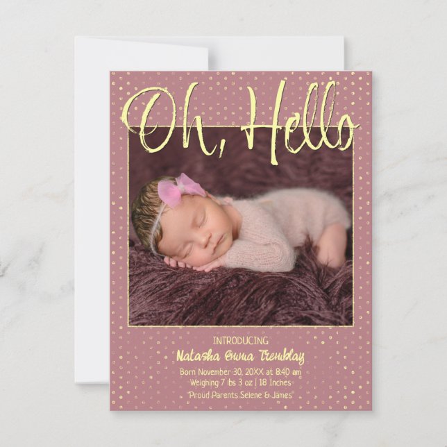 Baby Oh, Hello Flat Announcement Card Ankündigung (Vorderseite)