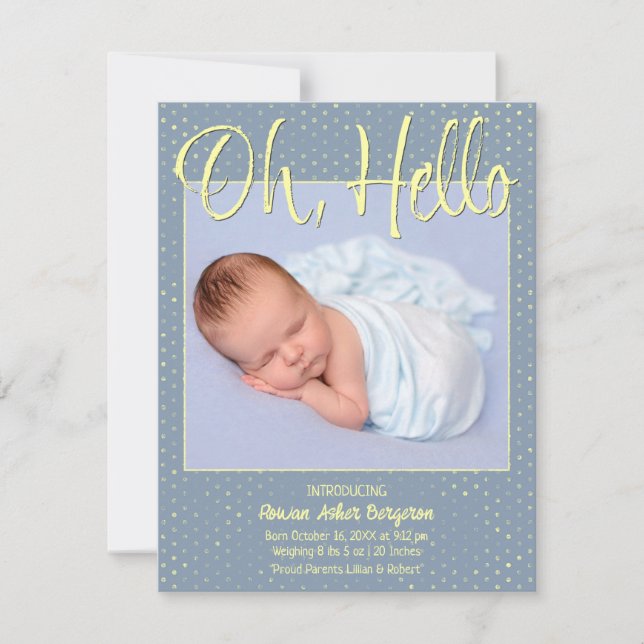 Baby Oh, Hello Flat Announcement Card Ankündigung (Vorderseite)