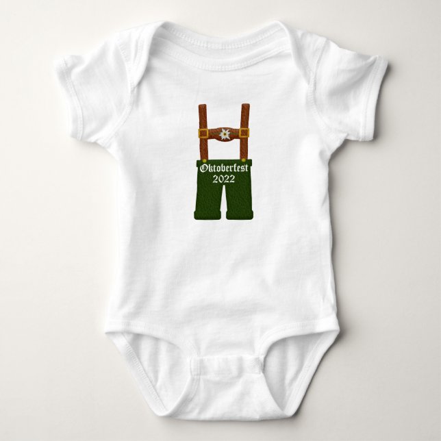 Baby Oktoberfest German Lederhosen Baby Strampler (Vorderseite)