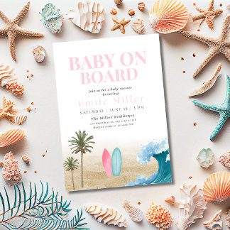 Baby On Board Baby Shower, Surf Beach Baby Shower Einladung
