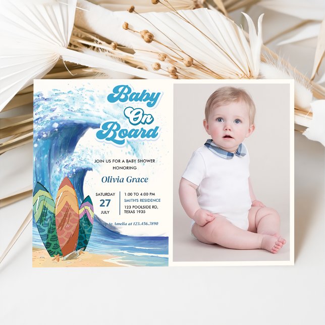 Baby On Board Beach Baby Dusche Foto Einladung (Von Creator hochgeladen)