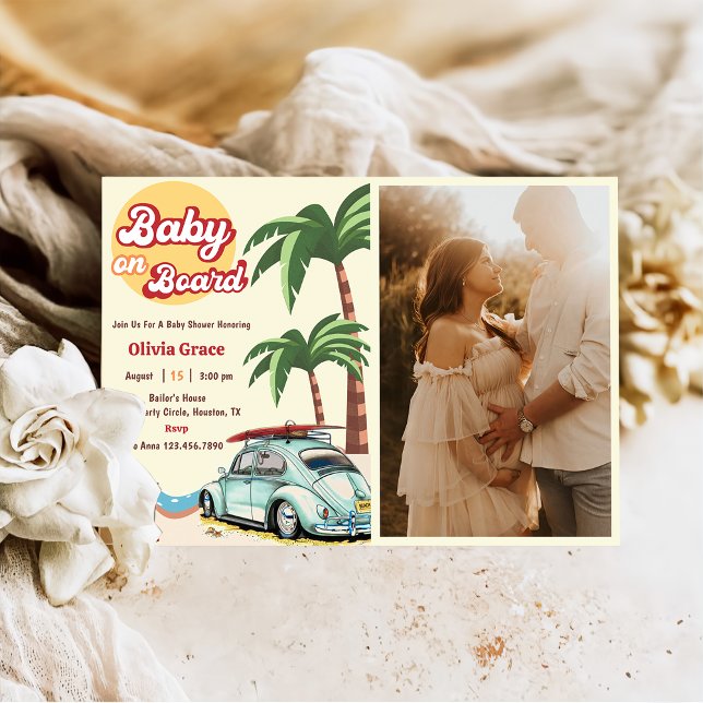Baby On Board Beach Baby Dusche Foto Einladung (Von Creator hochgeladen)