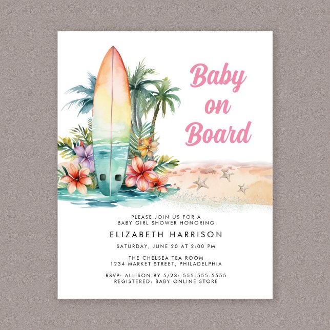 Baby on board Beach Surf Kinderdusche einladen (Von Creator hochgeladen)