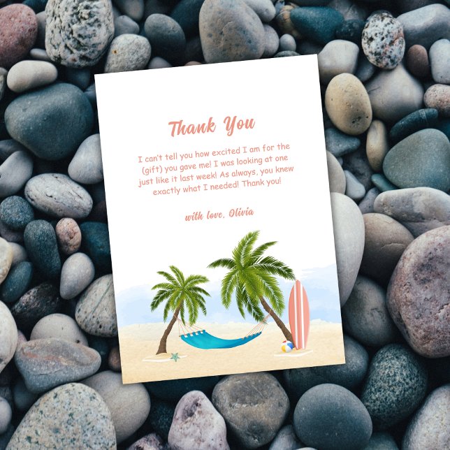 Baby on board Beach Surfing Baby Dusche Dankeskarte (Baby On Board Beach Surfing Baby Shower Thank You Card)