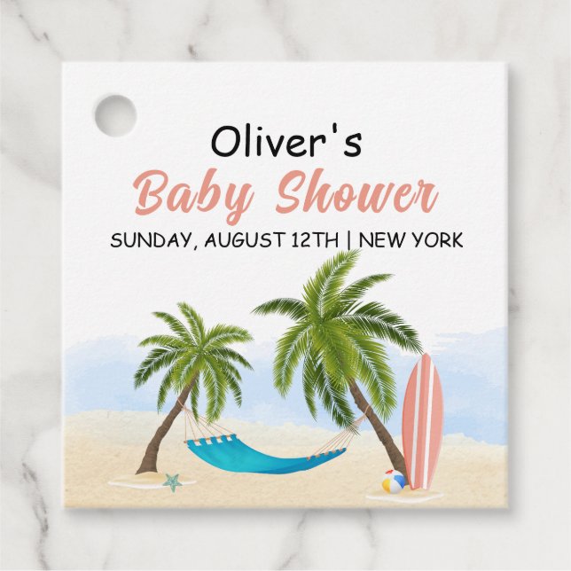 Baby on board Beach Surfing Baby Dusche Geschenkanhänger (Vorderseite)
