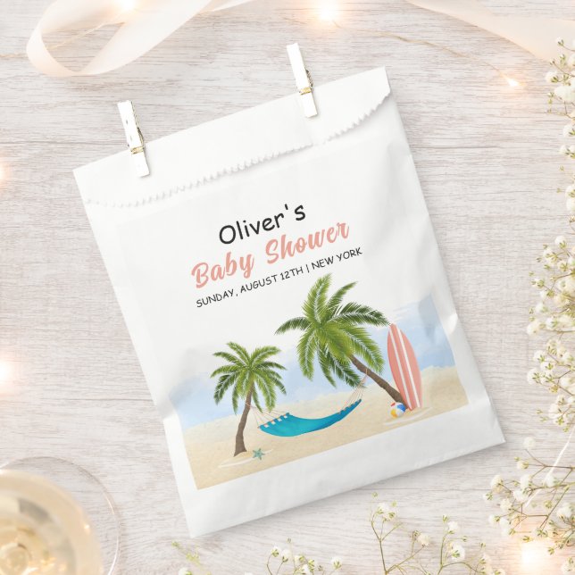 Baby on board Beach Surfing Baby Dusche Geschenktütchen (Ausgeschnitten)