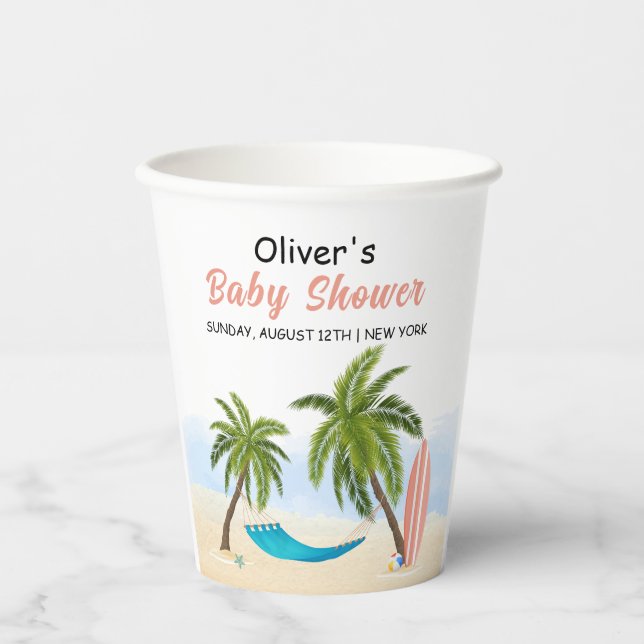 Baby on board Beach Surfing Baby Dusche Pappbecher (Vorderseite)