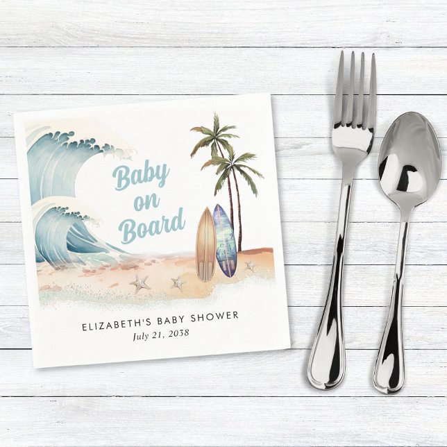 Baby on board Beach Surfing Baby Dusche Serviette (Von Creator hochgeladen)