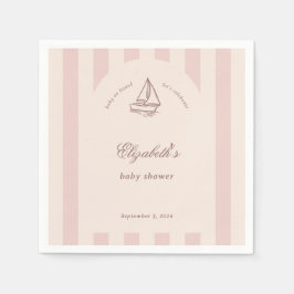 Baby On Board Elegant Pink Sailboat Baby Shower Serviette