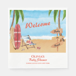 Baby on board surfing Baby Dusche Empfang Serviette